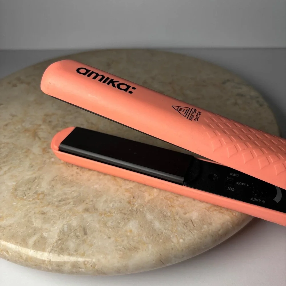 Amika Hair Straightener AM5570 Peach Coral Ceramic Flat‎ Iron 140-450F